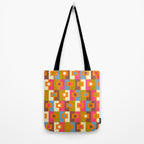 Mid Century Modern Geometric Colorful Eclectic Rektangel Pattern Tote Bag Gallery Image 2