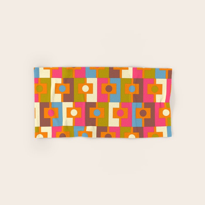 Mid Century Modern Geometric Colorful Eclectic Rektangel Pattern Bath Towel Gallery Image 1