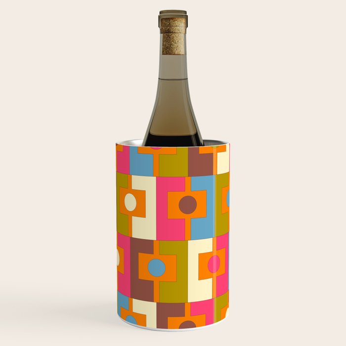 Mid Century Modern Geometric Colorful Eclectic Rektangel Pattern Wine Chiller Gallery Image 1