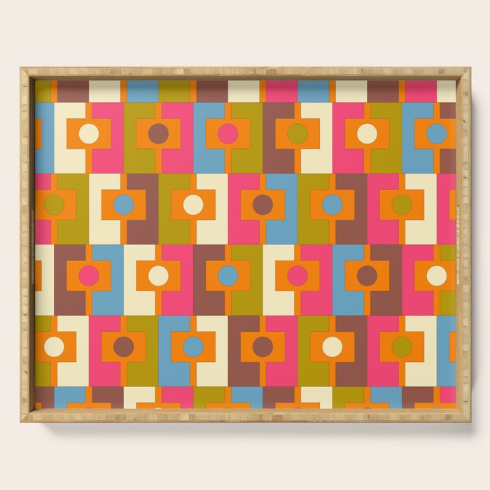 Mid Century Modern Geometric Colorful Eclectic Rektangel Pattern Serving Tray Gallery Image 1
