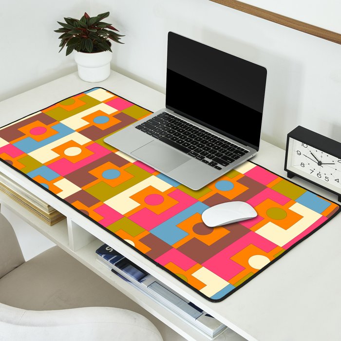 Mid Century Modern Geometric Colorful Eclectic Rektangel Pattern Desk Mat Gallery Image 2