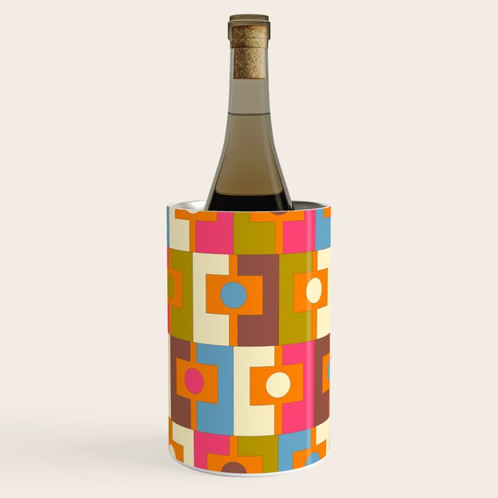 Mid Century Modern Geometric Colorful Eclectic Rektangel Pattern Wine Chiller Gallery Image 2
