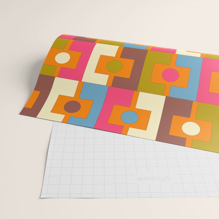 Mid Century Modern Geometric Colorful Eclectic Rektangel Pattern Wrapping Paper Gallery Image 2