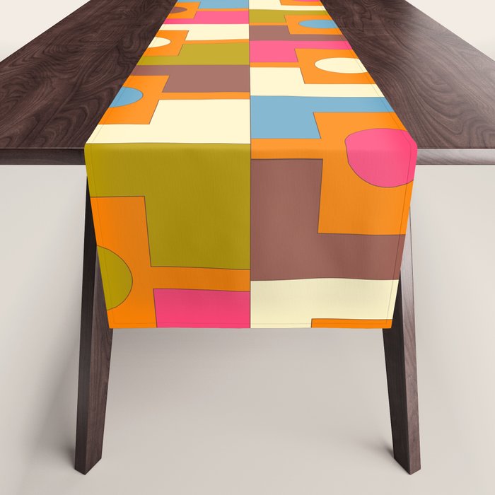Mid Century Modern Geometric Colorful Eclectic Rektangel Pattern Table Runner Gallery Image 1
