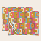 Mid Century Modern Geometric Colorful Eclectic Rektangel Pattern Placemat Gallery Image 1