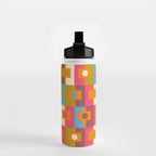 Mid Century Modern Geometric Colorful Eclectic Rektangel Pattern Water Bottle Gallery Image 2