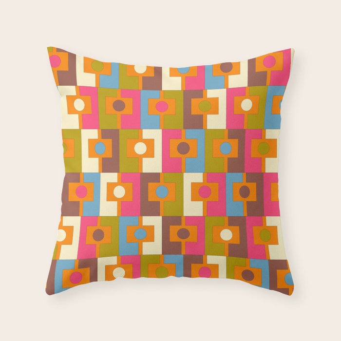 Mid Century Modern Geometric Colorful Eclectic Rektangel Pattern Throw Pillow Gallery Image 1