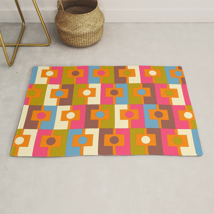 Mid Century Modern Geometric Colorful Eclectic Rektangel Pattern Rug Gallery Image 1