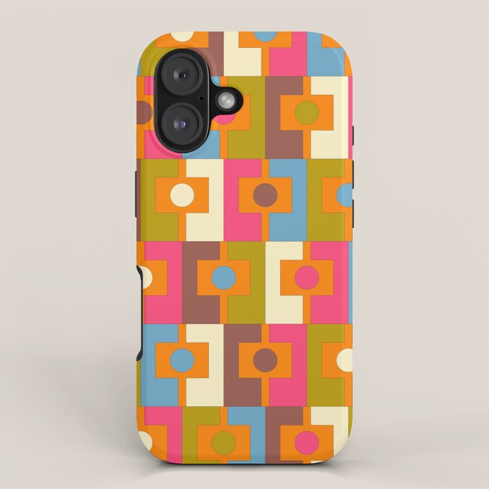 Mid Century Modern Geometric Colorful Eclectic Rektangel Pattern iPhone Case Gallery Image 1