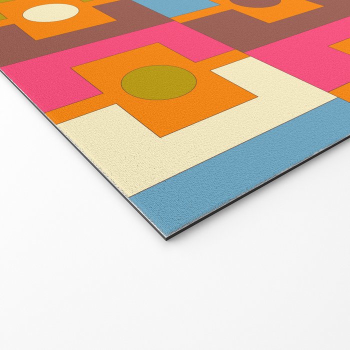 Mid Century Modern Geometric Colorful Eclectic Rektangel Pattern Welcome Mat Gallery Image 2