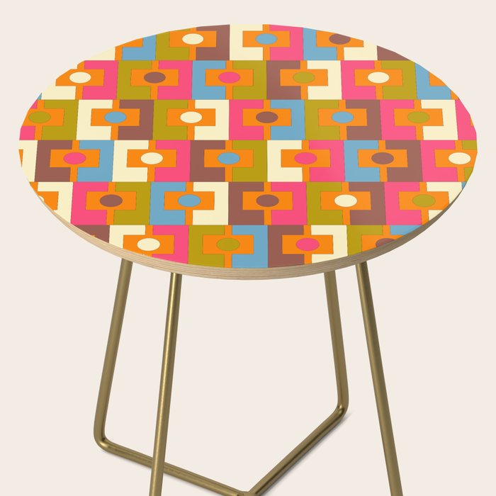 Mid Century Modern Geometric Colorful Eclectic Rektangel Pattern Side Table Gallery Image 2