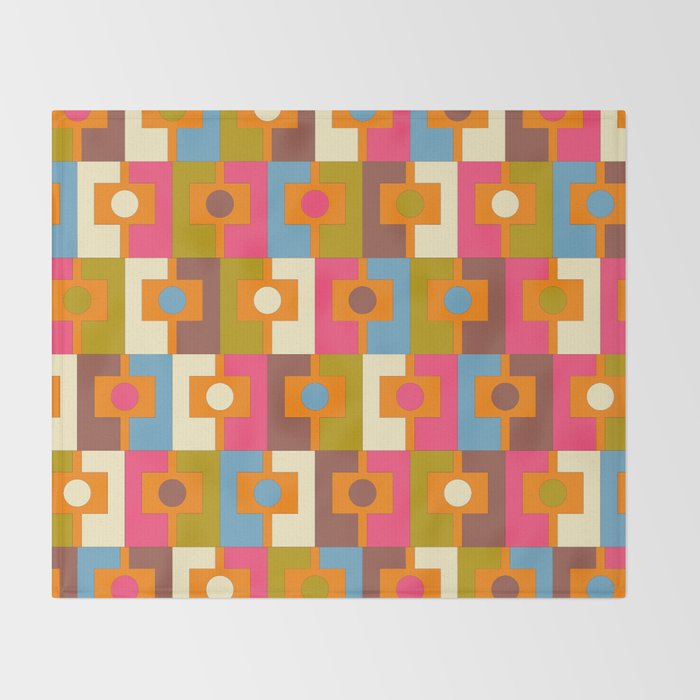 Mid Century Modern Geometric Colorful Eclectic Rektangel Pattern Throw Blanket Gallery Image 2