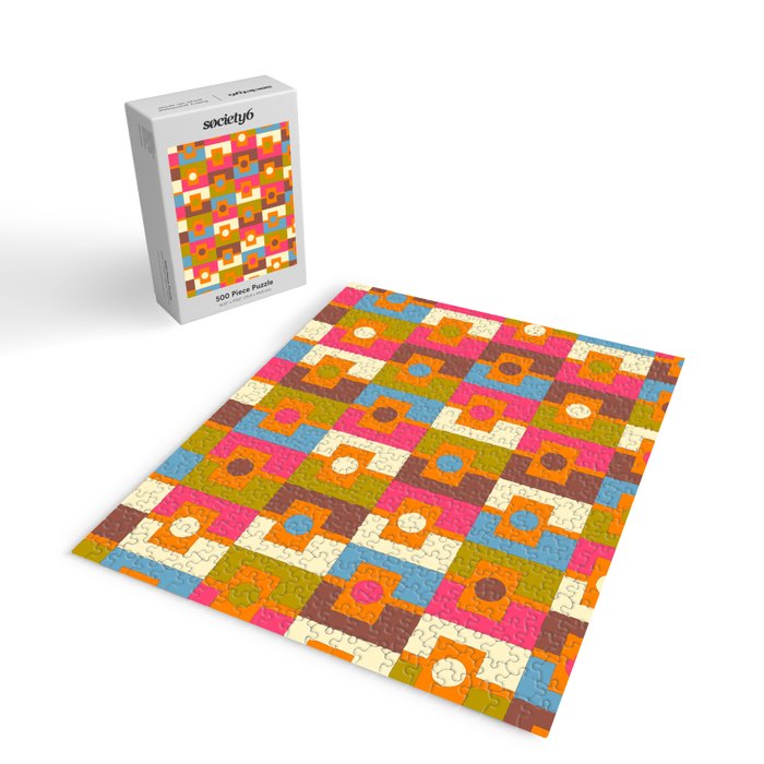 Mid Century Modern Geometric Colorful Eclectic Rektangel Pattern Jigsaw Puzzle Gallery Image 2
