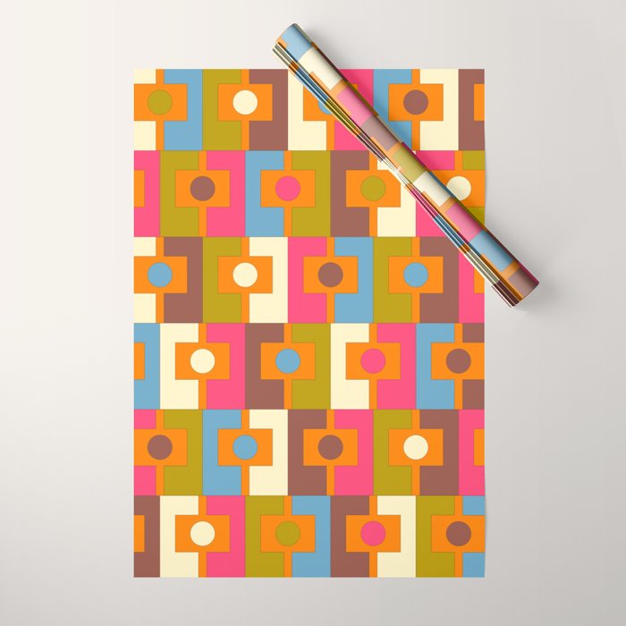 Mid Century Modern Geometric Colorful Eclectic Rektangel Pattern Wrapping Paper Gallery Image 1