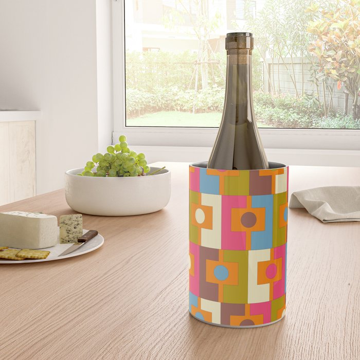 Mid Century Modern Geometric Colorful Eclectic Rektangel Pattern Wine Chiller Gallery Image 4