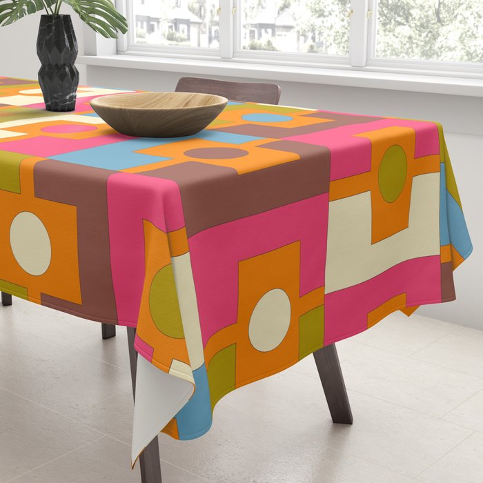 Mid Century Modern Geometric Colorful Eclectic Rektangel Pattern Tablecloth Gallery Image 3