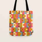 Mid Century Modern Geometric Colorful Eclectic Rektangel Pattern Tote Bag Gallery Image 1