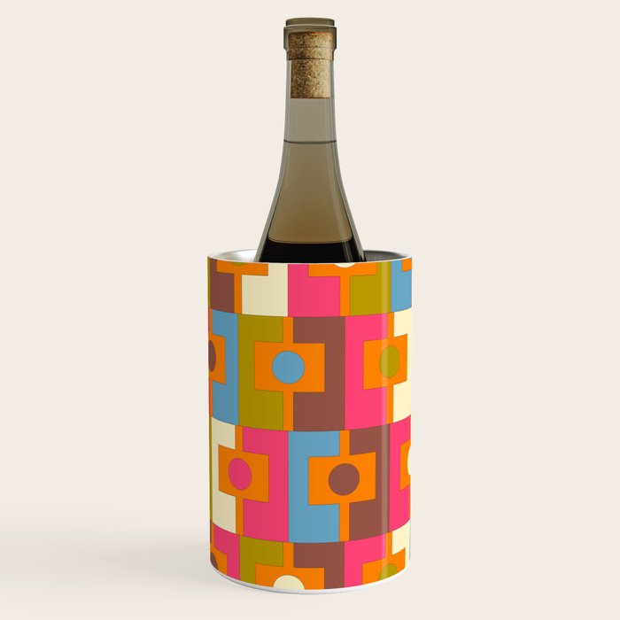 Mid Century Modern Geometric Colorful Eclectic Rektangel Pattern Wine Chiller Gallery Image 3