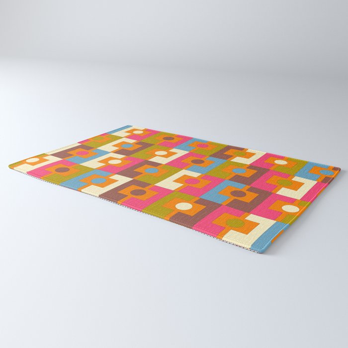 Mid Century Modern Geometric Colorful Eclectic Rektangel Pattern Rug Gallery Image 3
