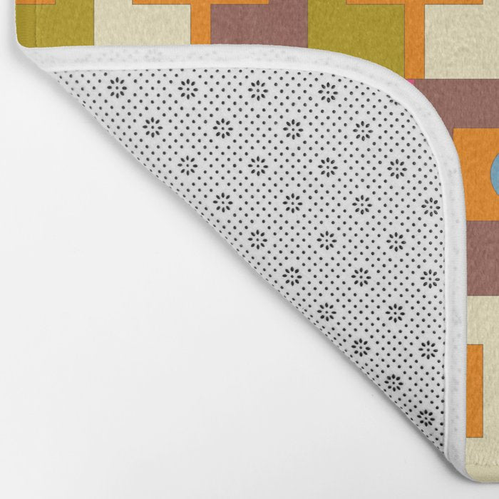 Mid Century Modern Geometric Colorful Eclectic Rektangel Pattern Bath Mat Gallery Image 2