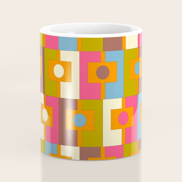 Mid Century Modern Geometric Colorful Eclectic Rektangel Pattern Coffee Mug Gallery Image 4