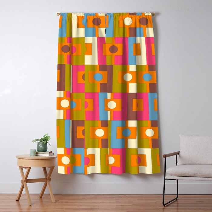 Mid Century Modern Geometric Colorful Eclectic Rektangel Pattern Window Curtain Gallery Image 5