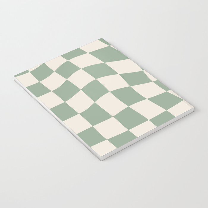 Sage Green Wavy Checkered Pattern Notebook Gallery Image 3