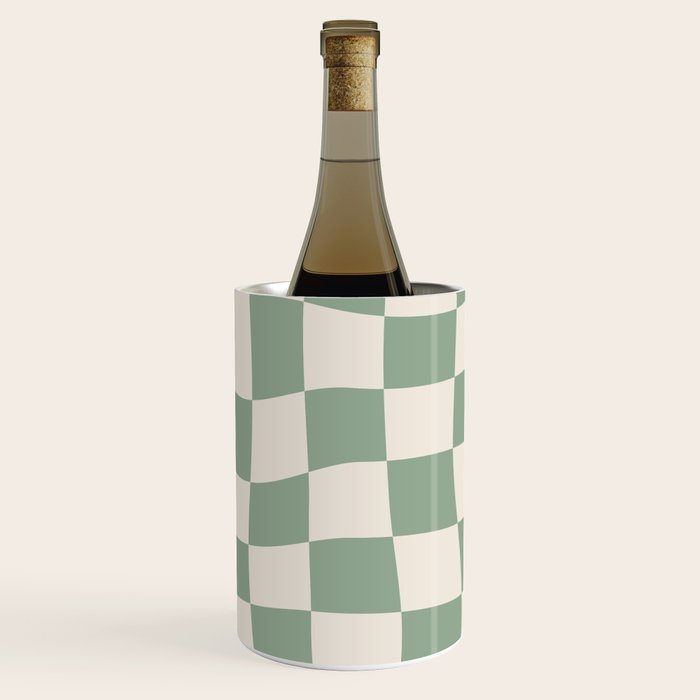 Sage Green Wavy Checkered Pattern Wine Chiller Gallery Image 3