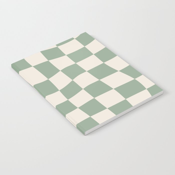 Sage Green Wavy Checkered Pattern Notebook Gallery Image 1