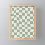 Sage Green Wavy Checkered Pattern Mini Art Print Gallery Image 1