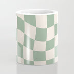 Sage Green Wavy Checkered Pattern Coffee Mug Gallery Image 4