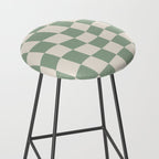 Sage Green Wavy Checkered Pattern Stool Gallery Image 2