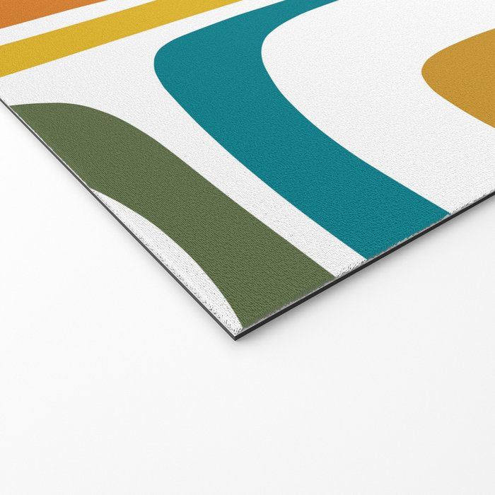 Palm Springs Midcentury Modern Abstract in Moroccan Teal, Orange, Mustard, Olive, and White Welcome Mat Gallery Image 2