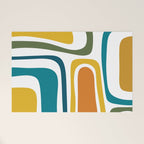 Palm Springs Midcentury Modern Abstract in Moroccan Teal, Orange, Mustard, Olive, and White Welcome Mat Gallery Image 1