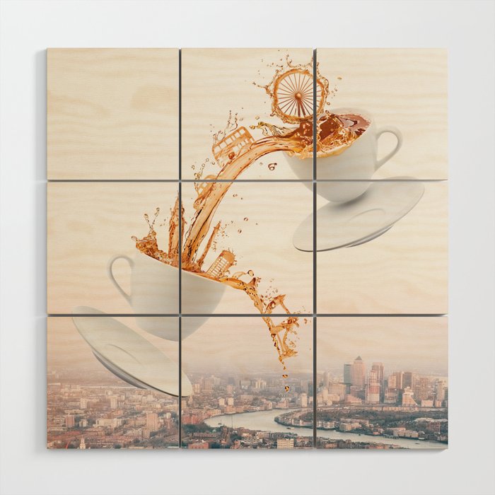 London in a Tea Cup Wood Wall Art Gallery Image 1