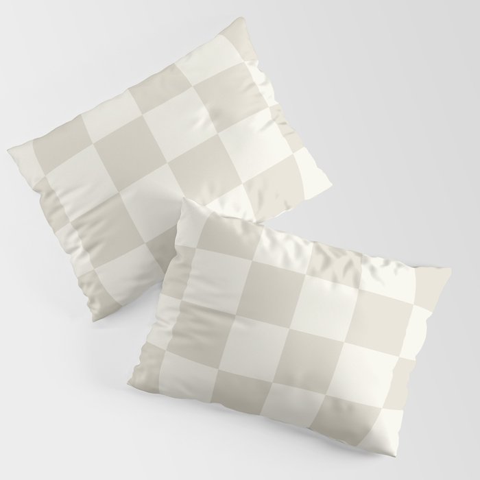 Checkerboard Check Checkered Pattern in Mushroom Beige and Cream Pillow Sham Gallery Image 1