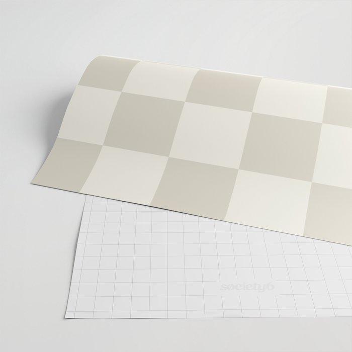 Checkerboard Check Checkered Pattern in Mushroom Beige and Cream Wrapping Paper Gallery Image 2