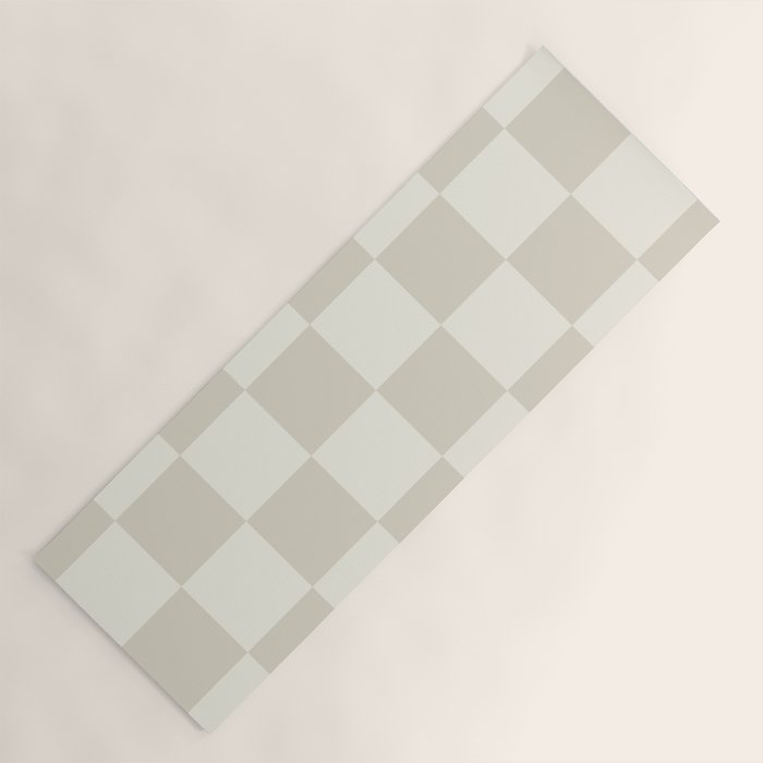 Checkerboard Check Checkered Pattern in Mushroom Beige and Cream Yoga Mat Gallery Image 1