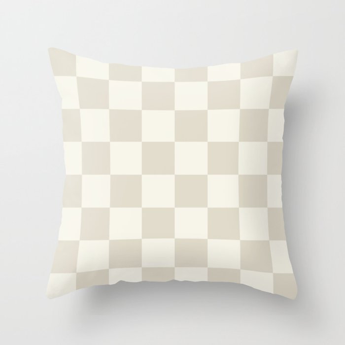 Checkerboard Check Checkered Pattern in Mushroom Beige and Cream Throw Pillow Gallery Image 6
