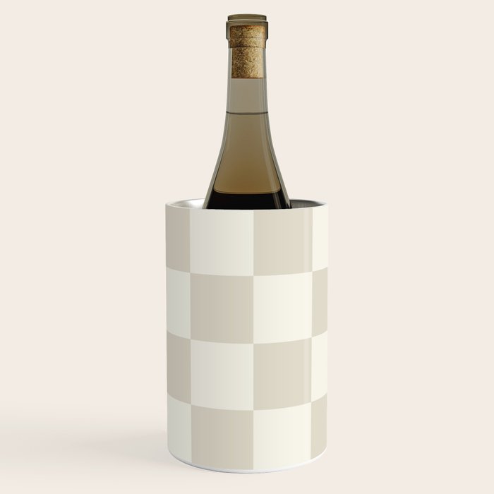 Checkerboard Check Checkered Pattern in Mushroom Beige and Cream Wine Chiller Gallery Image 3