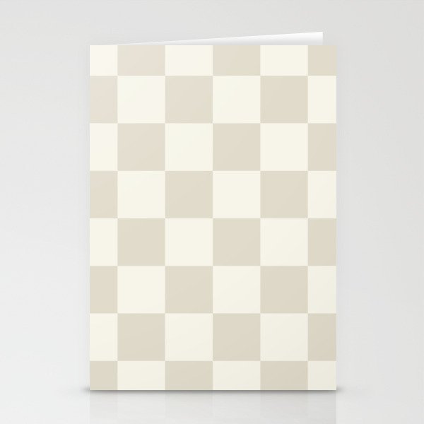 Checkerboard Check Checkered Pattern in Mushroom Beige and Cream Stationery Card Gallery Image 1