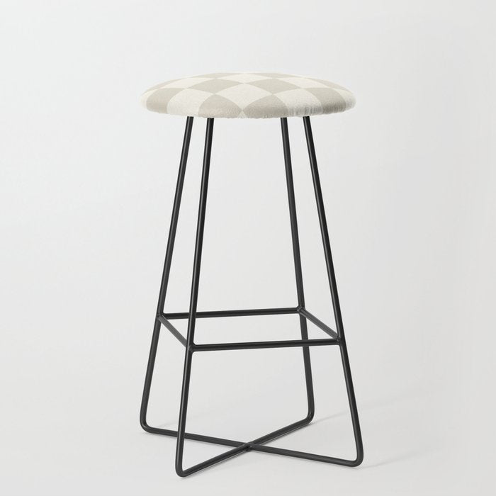 Checkerboard Check Checkered Pattern in Mushroom Beige and Cream Stool Gallery Image 1