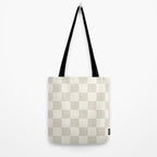 Checkerboard Check Checkered Pattern in Mushroom Beige and Cream Tote Bag Gallery Image 2