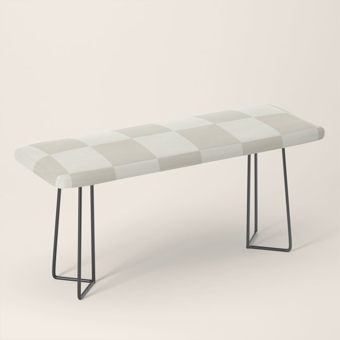 Checkerboard Check Checkered Pattern in Mushroom Beige and Cream Bench Gallery Image 1