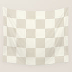 Checkerboard Check Checkered Pattern in Mushroom Beige and Cream Wall Tapestry Gallery Image 4