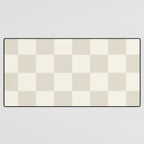 Checkerboard Check Checkered Pattern in Mushroom Beige and Cream Desk Mat Gallery Image 3