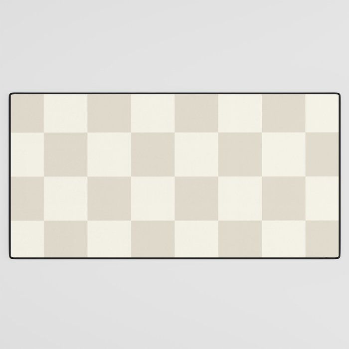Checkerboard Check Checkered Pattern in Mushroom Beige and Cream Desk Mat Gallery Image 3