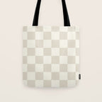 Checkerboard Check Checkered Pattern in Mushroom Beige and Cream Tote Bag Gallery Image 1