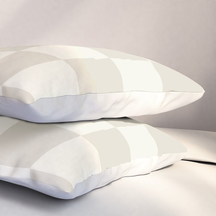 Checkerboard Check Checkered Pattern in Mushroom Beige and Cream Pillow Sham Gallery Image 3