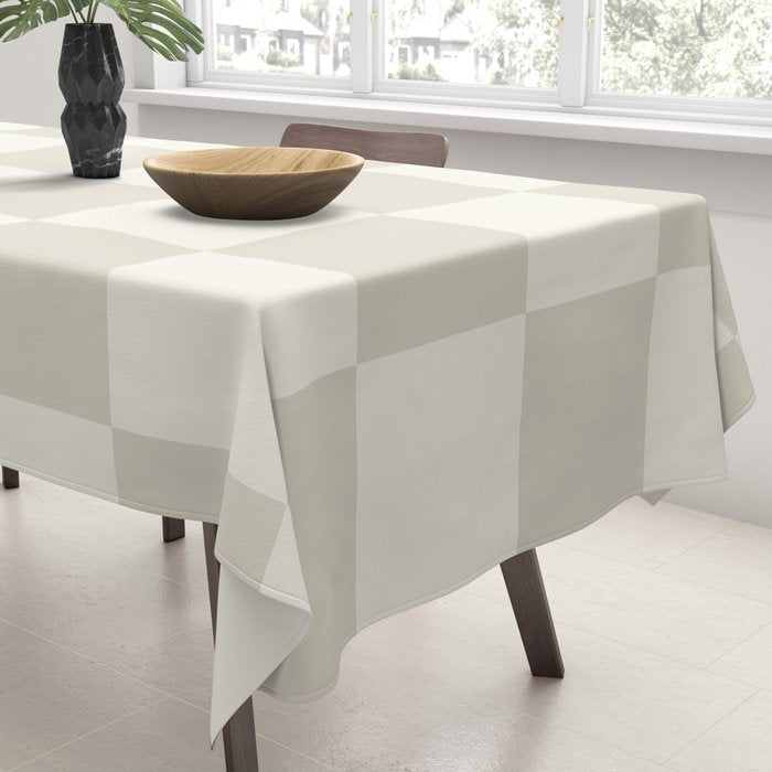 Checkerboard Check Checkered Pattern in Mushroom Beige and Cream Tablecloth Gallery Image 3